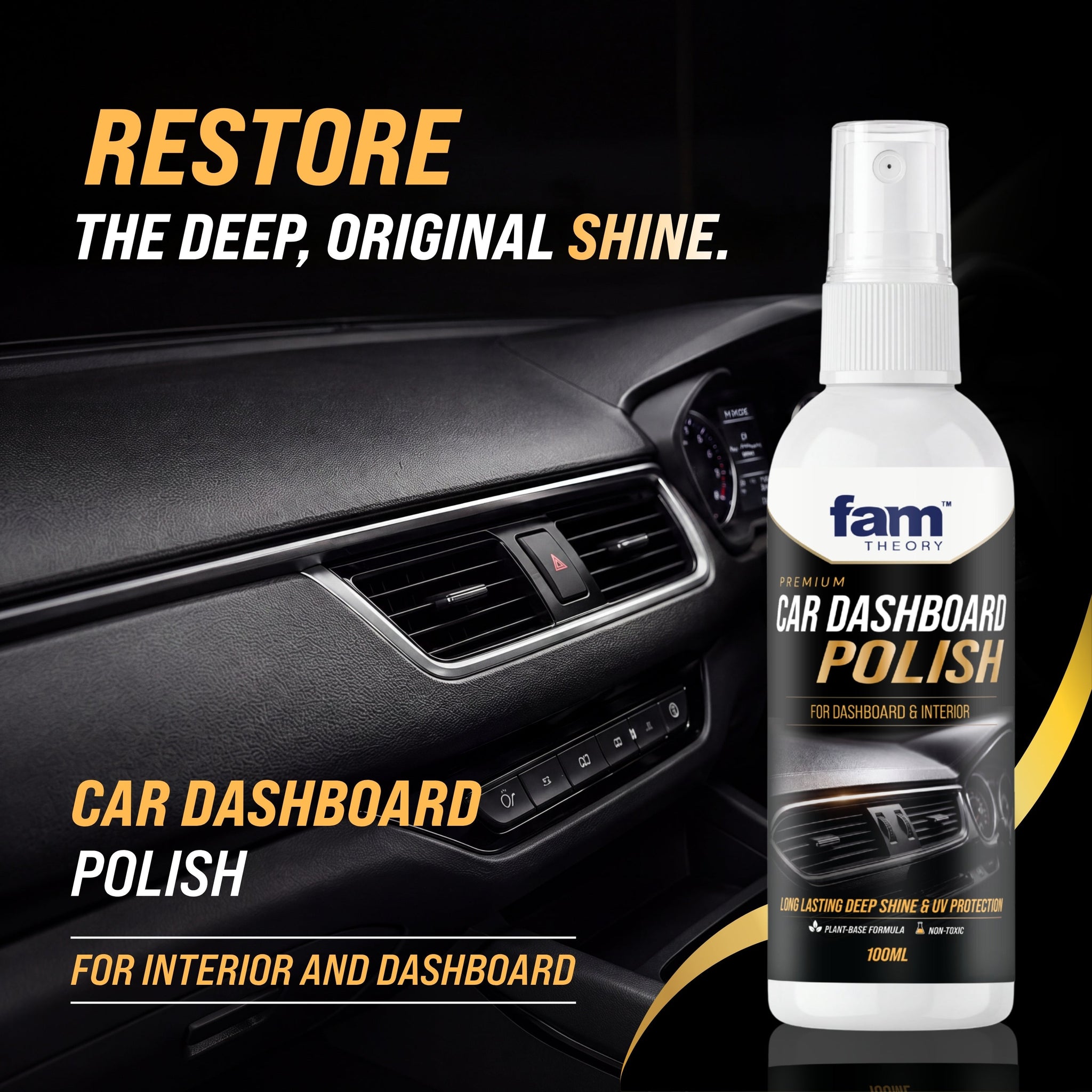 Premium Car Dashboard & Interior Polish Spray 100ML ✨ – Deep Shine & UV Protection