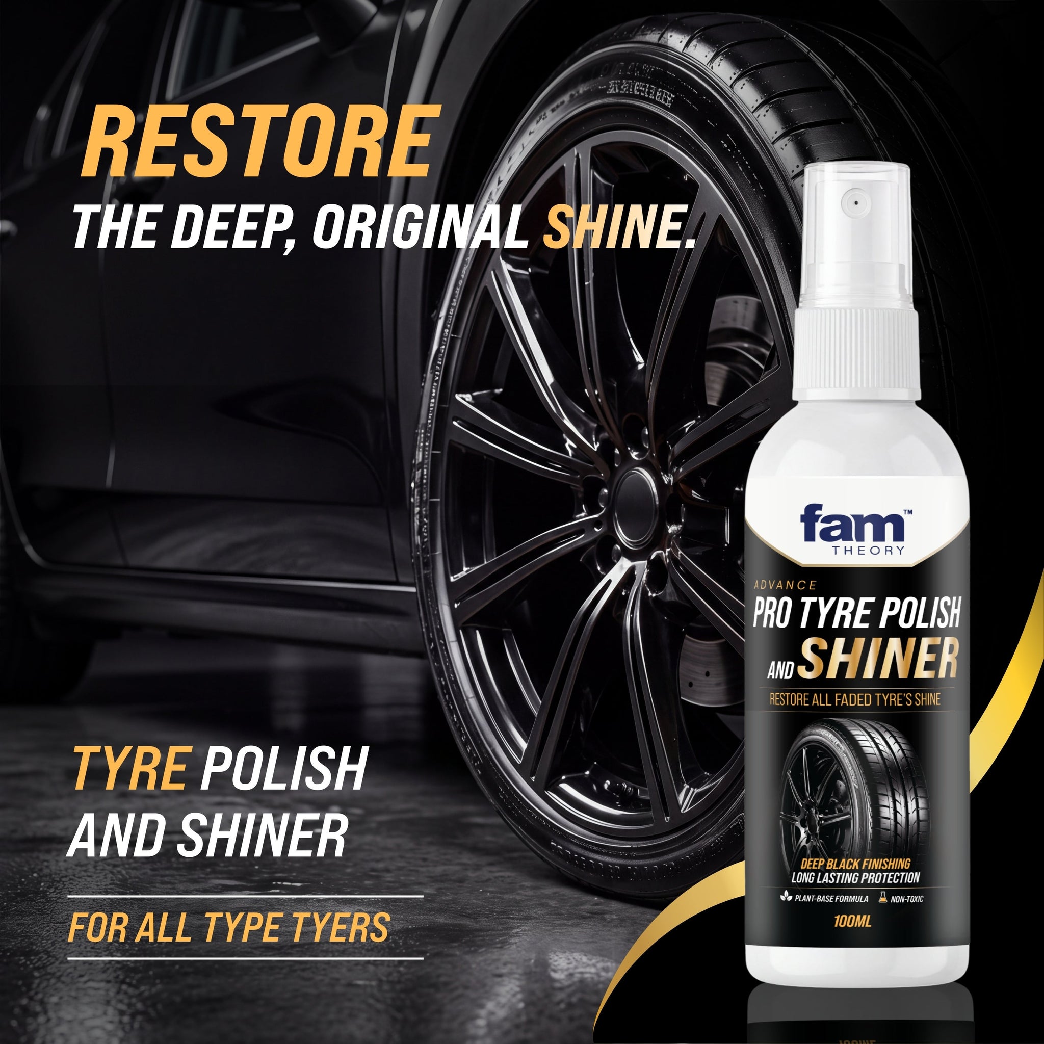 Advanced Pro Care Tyre Polish & Shiner 100ML ✨ Deep Black Gloss Finish😍