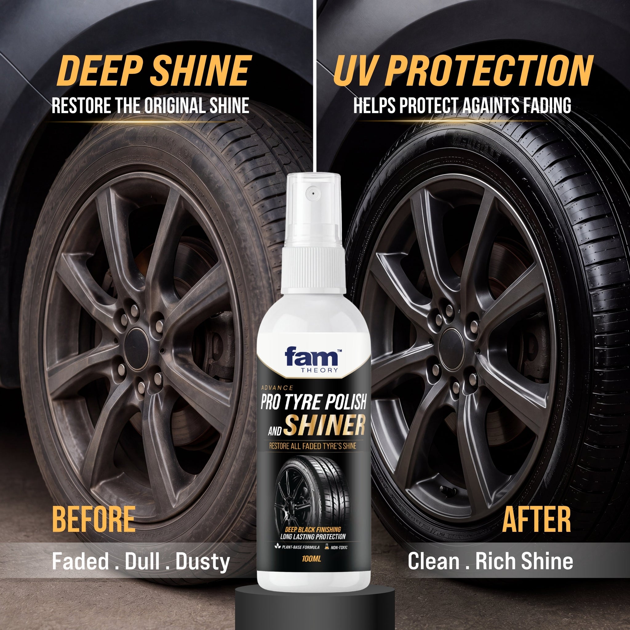 Advanced Pro Care Tyre Polish & Shiner 100ML ✨ Deep Black Gloss Finish😍