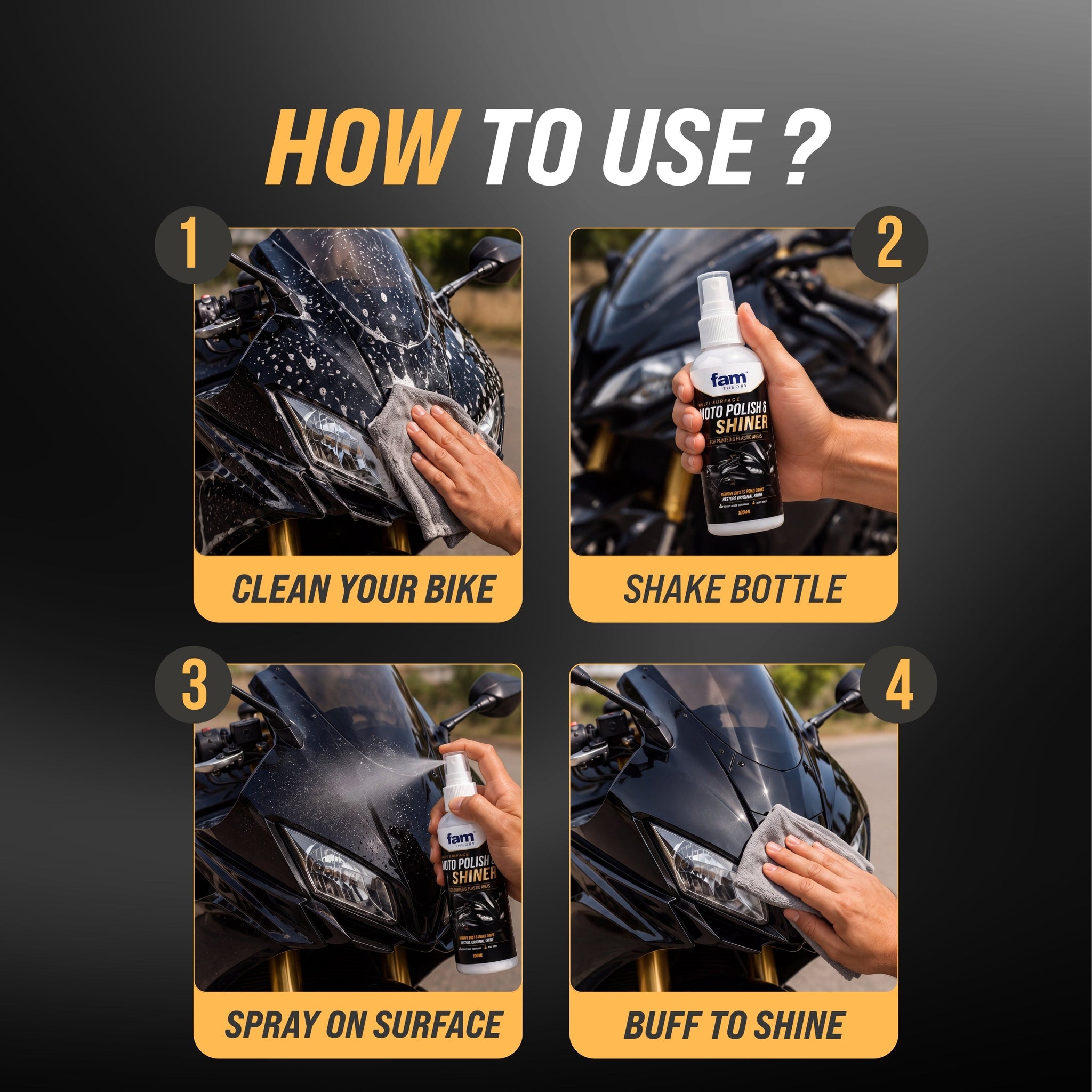 MotoXpert Multi-Surface Motorcycle Polish & Shiner 100ML✨ Instant Gloss Finish & Protection (Copy)