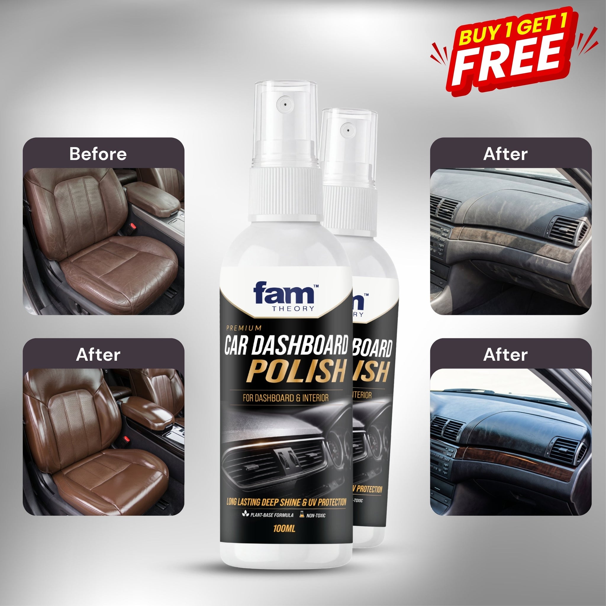 Premium Car Dashboard & Interior Polish Spray 100ML ✨ – Deep Shine & UV Protection