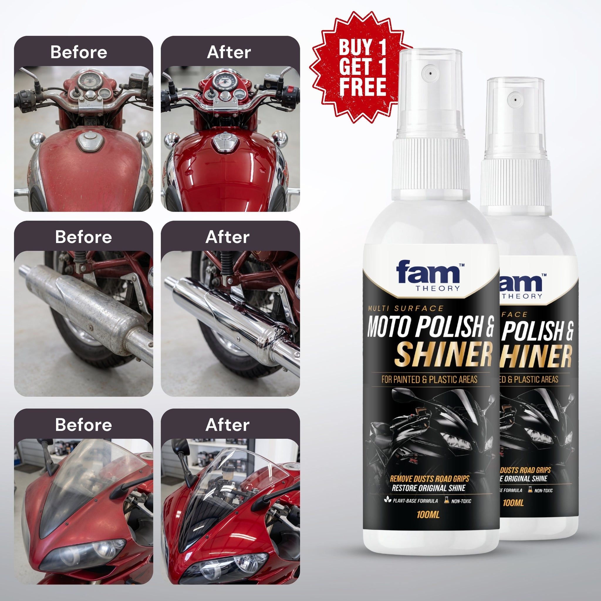 MotoXpert Multi-Surface Motorcycle Polish & Shiner 100ML✨ Instant Gloss Finish & Protection (Copy)