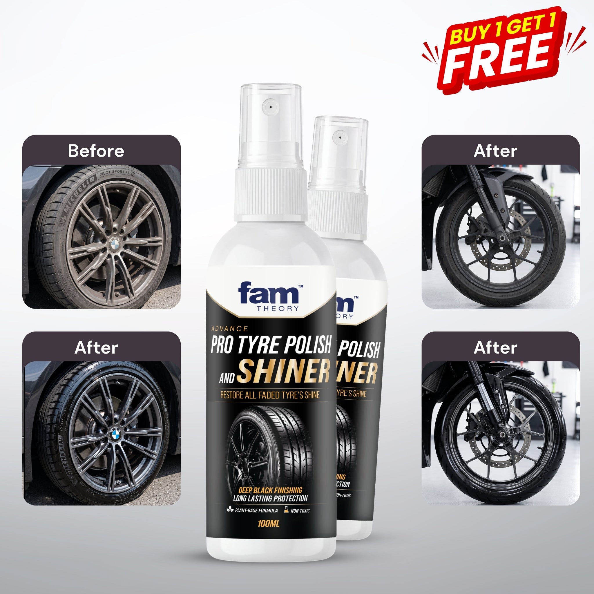 Advanced Pro Care Tyre Polish & Shiner 100ML ✨ Deep Black Gloss Finish😍