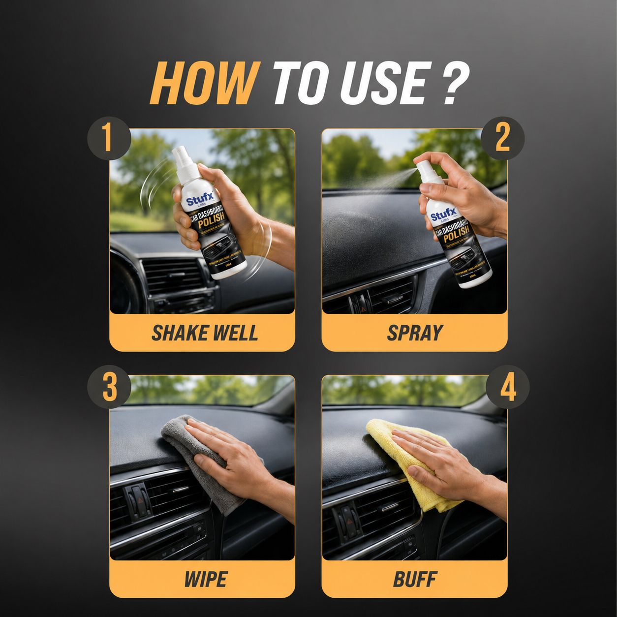 Car Dashboard Polish Spray 100ml – Deep Shine & UV Protection for Car Interior