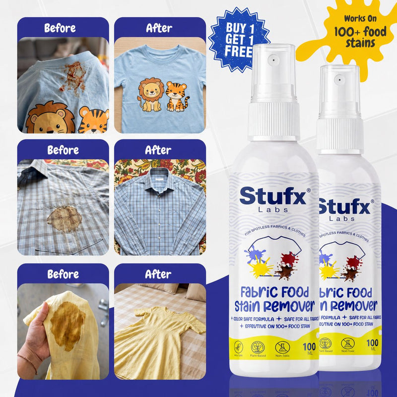 Fabric Stain Remover Spray 100ml – Removes Curry, Oil, Tea & Food Stains from Clothes