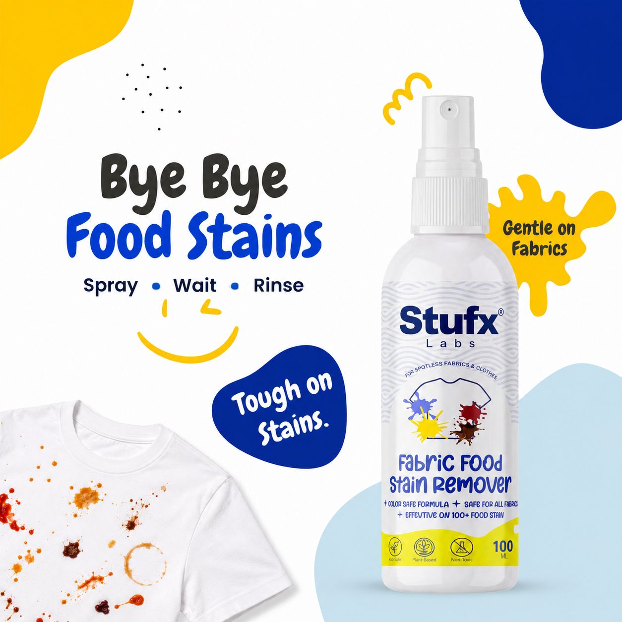 Fabric Stain Remover Spray 100ml – Removes Curry, Oil, Tea & Food Stains from Clothes