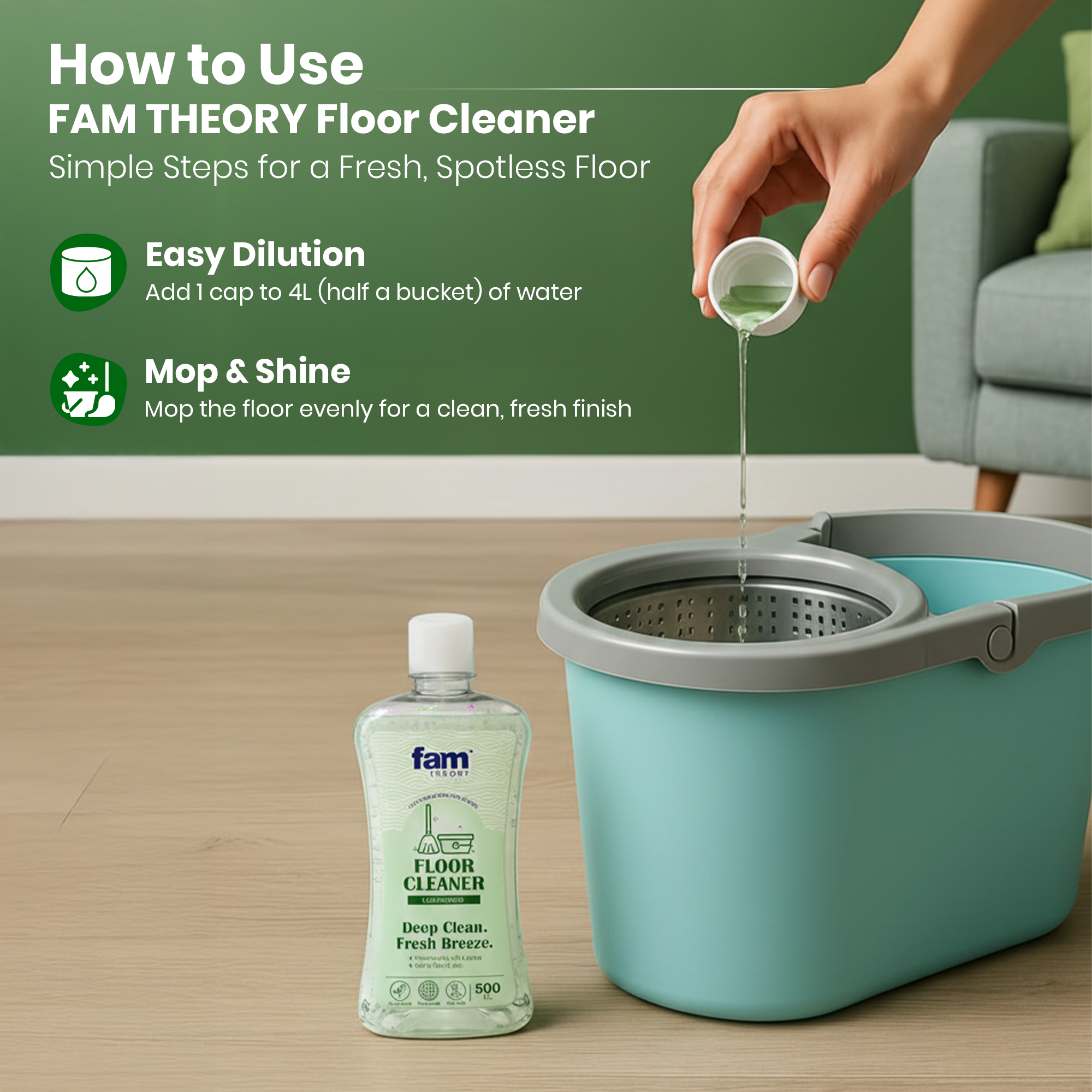 FamTheory All-In-One Natural Disinfectant Floor & Surface Cleaner 500ml✨