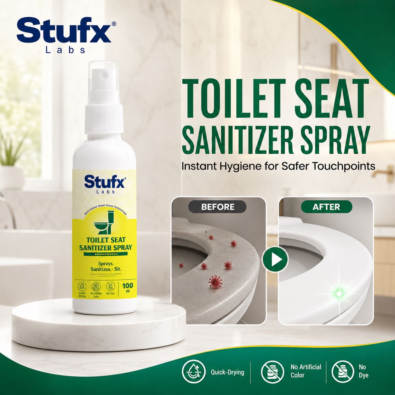 Toilet Seat Sanitizer Spray 100ml – Instant Germ Protection for Travel & Public Washrooms