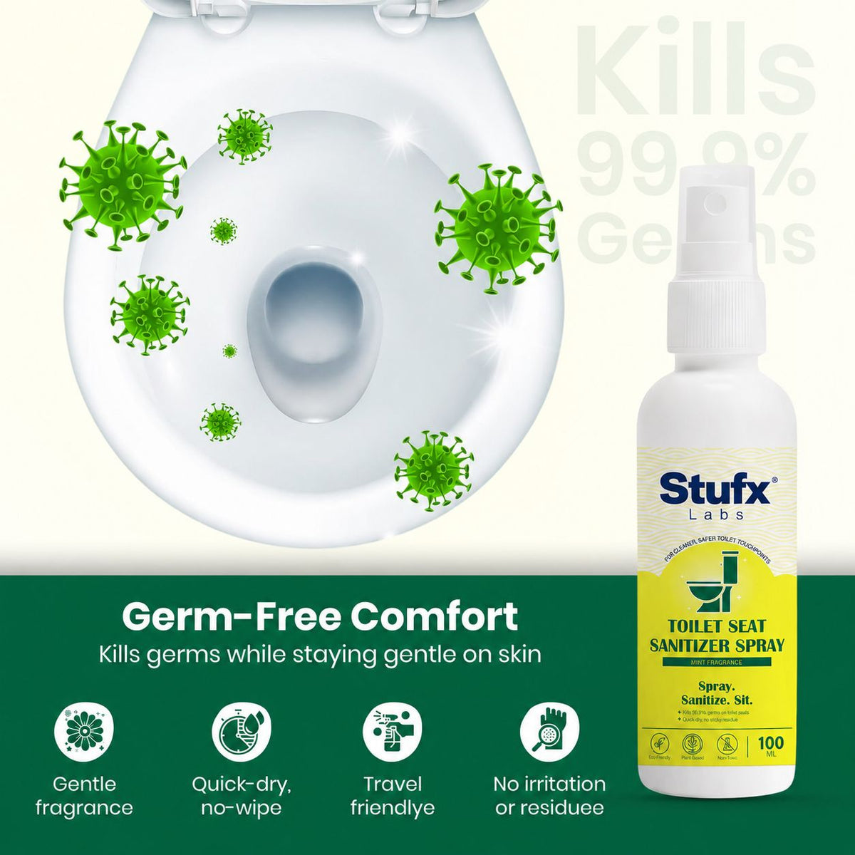 Toilet Seat Sanitizer Spray 100ml – Instant Germ Protection for Travel & Public Washrooms