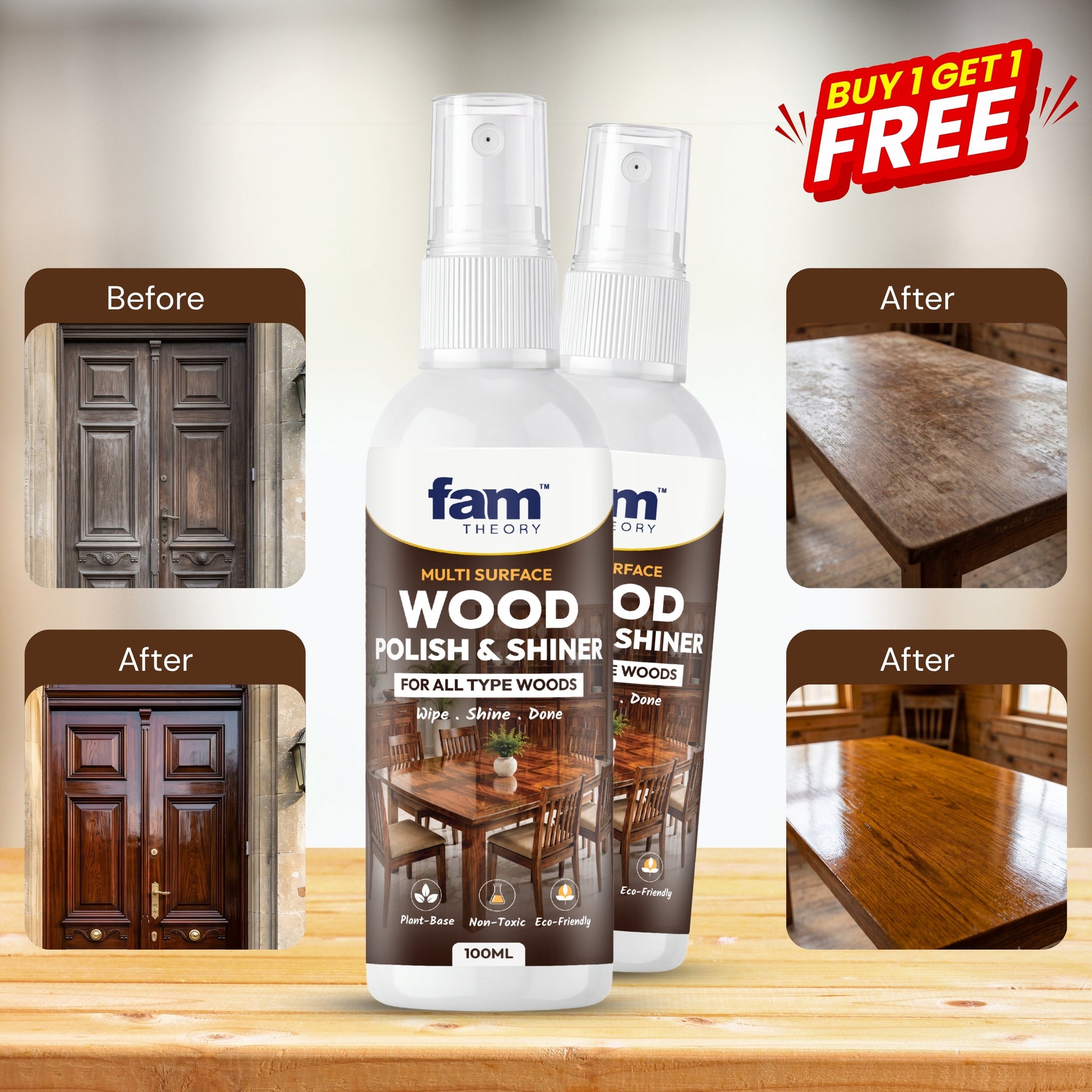 Buy 1 Get 1 Free | Advanced Pro Instant Wood Polish & Shiner 100ml✨ @499/- only