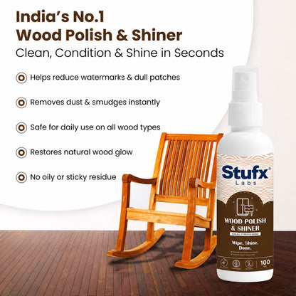 Wood Polish & Shiner Spray 100ml – For Furniture, Doors, Dining Table & Mandir