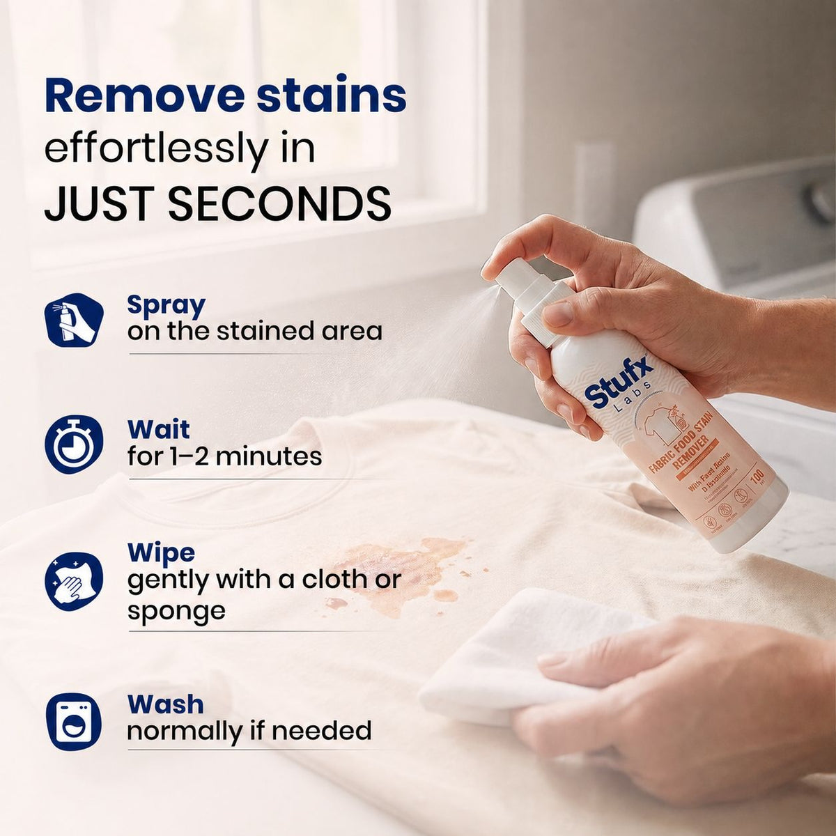 Instant Food Stain Remover Spray for Clothes - 100 ml